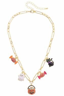 NEW CANVAS STYLE women's halloween enamel charm necklace in gold